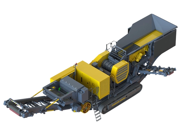 Tesab 700ie hybrid electric track-mounted jaw crusher Tesab 700IE mobile jaw crusher render image